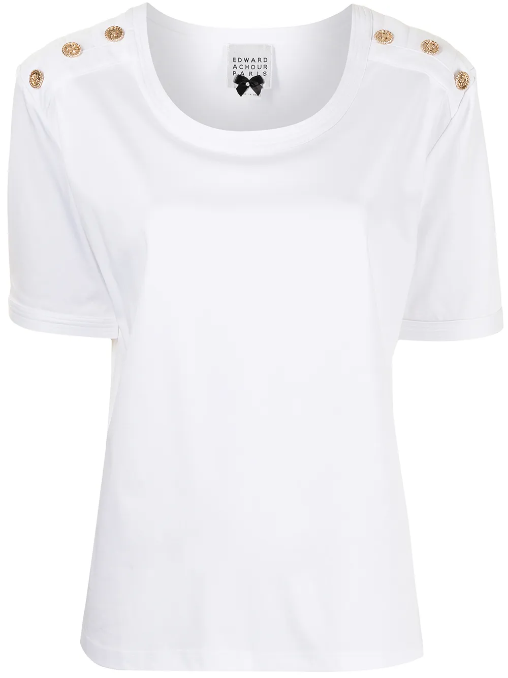 

Edward Achour Paris buttoned shoulders T-shirt - White