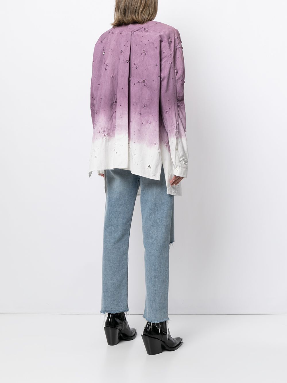 Shop Faith Connexion Bleached Two-tone Shirt Jacket In Purple