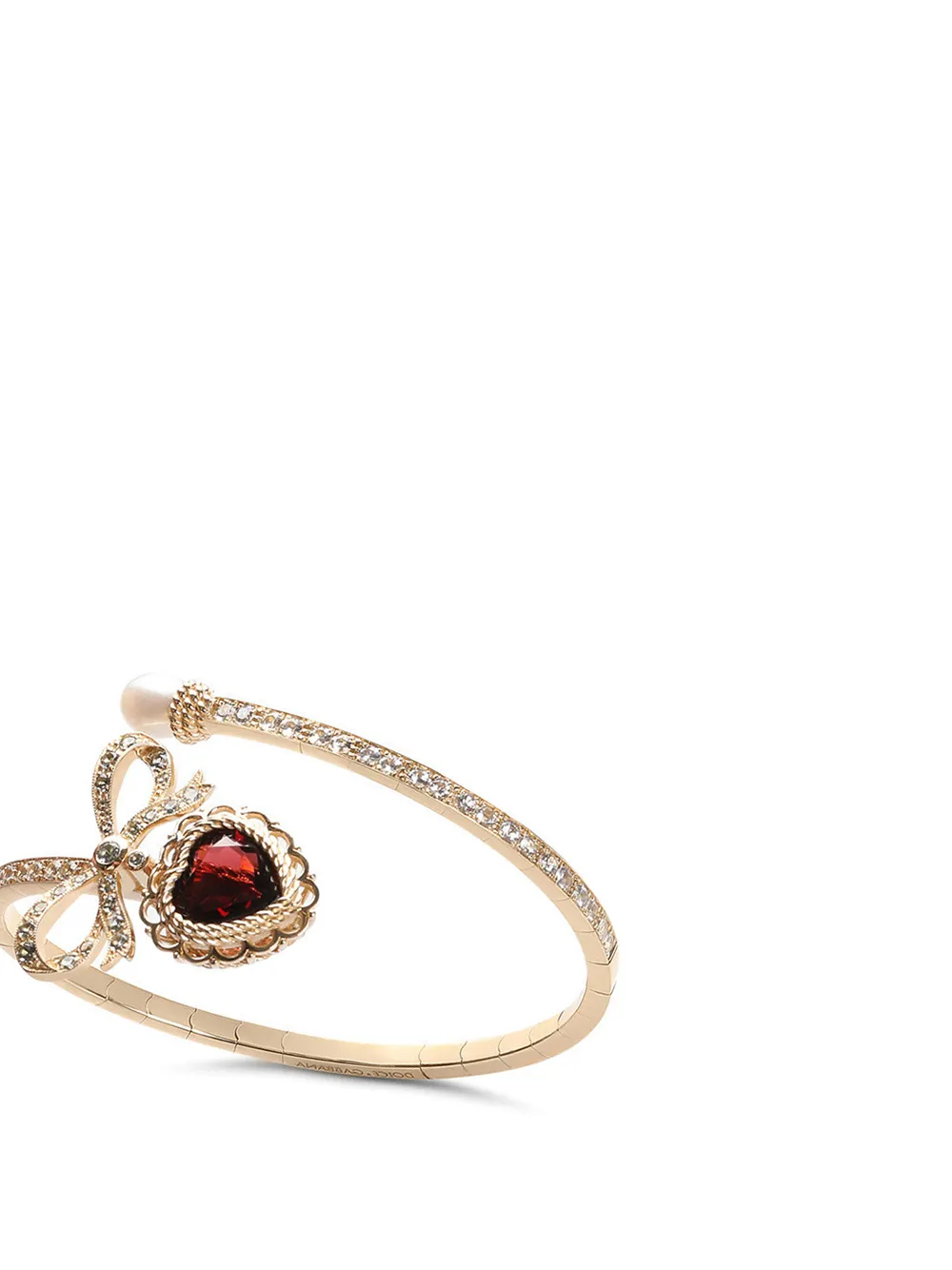 Dolce & Gabbana Heart Yellow Gold Bracelet With Heart, Bow And Pearl In Gold