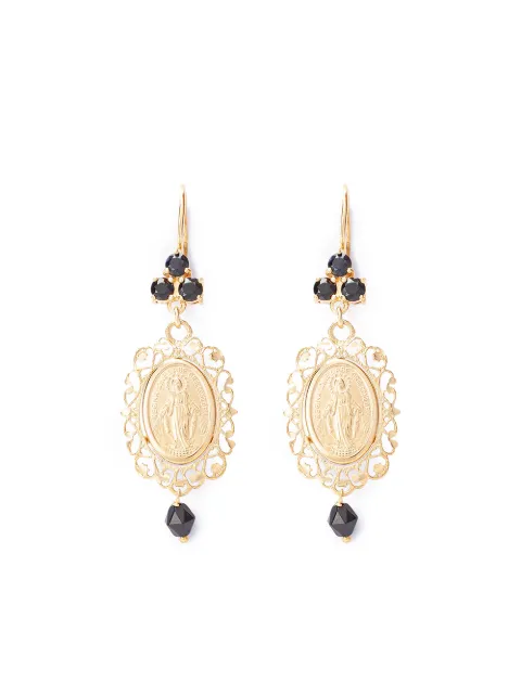 Dolce & Gabbana 18kt yellow gold Virgin Mary sapphire drop earrings