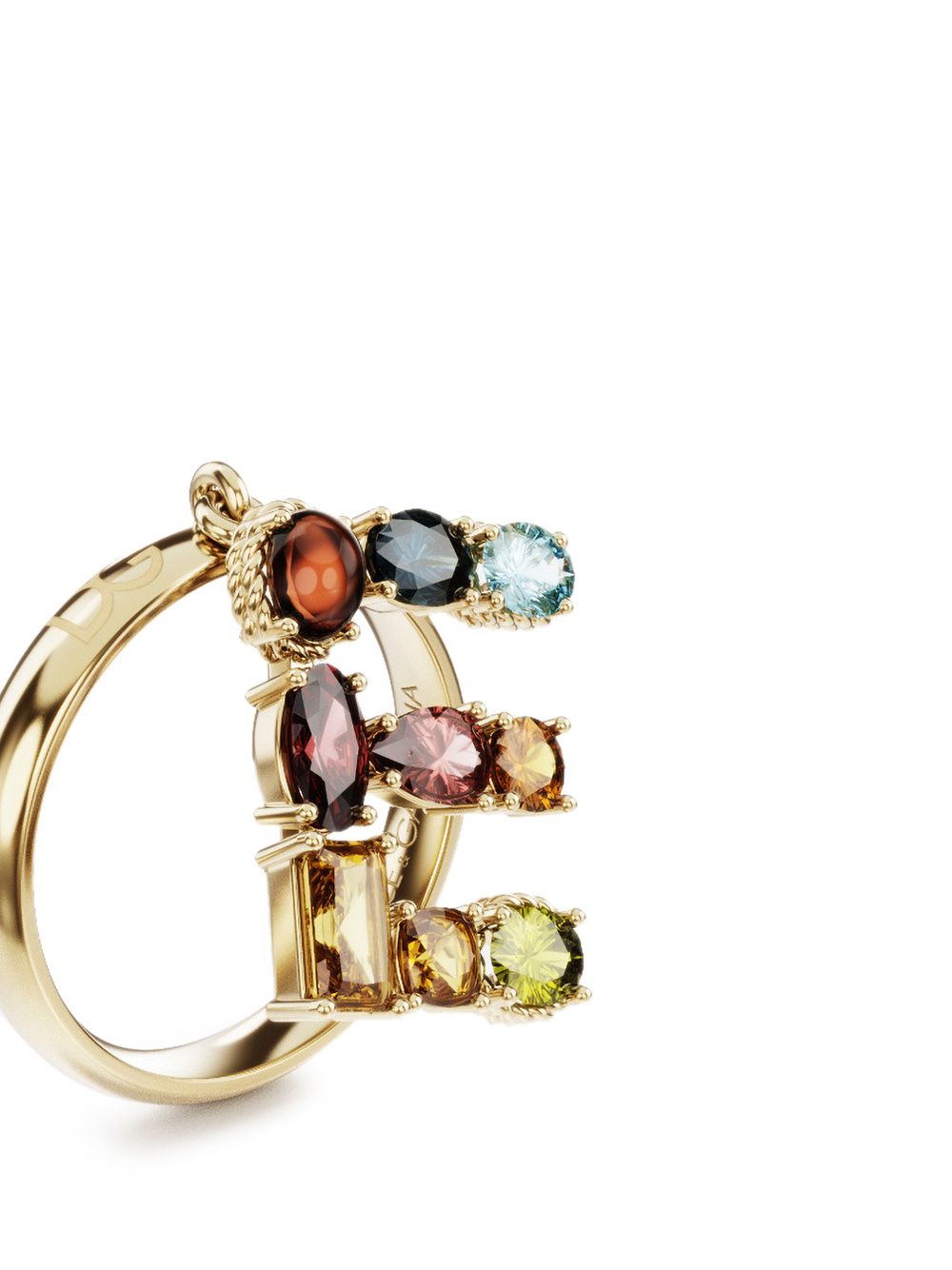 Shop Dolce & Gabbana 18kt Yellow Gold Rainbow Alphabet E Ring