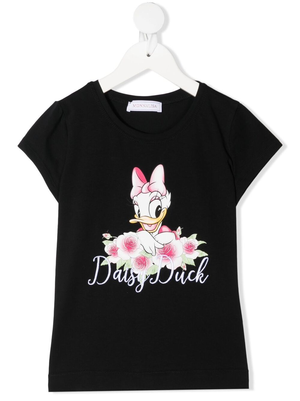 Monnalisa Kids' Daisy Duck-print T-shirt In Black