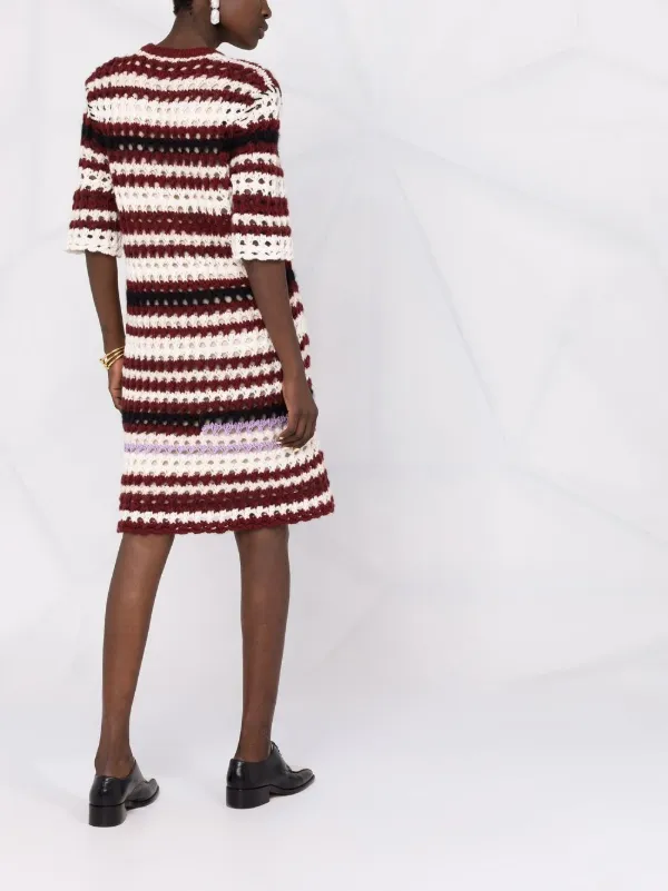 pleated Marni striped open - knit dress 