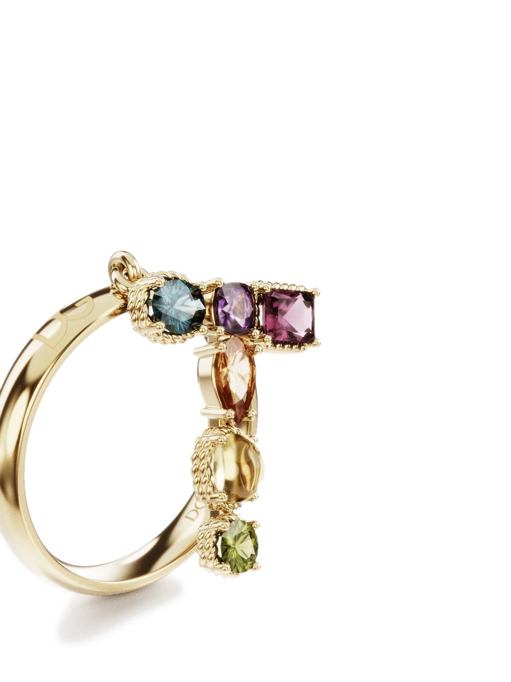 Shop Dolce & Gabbana 18kt Yellow Gold Rainbow Alpahabet T Ring