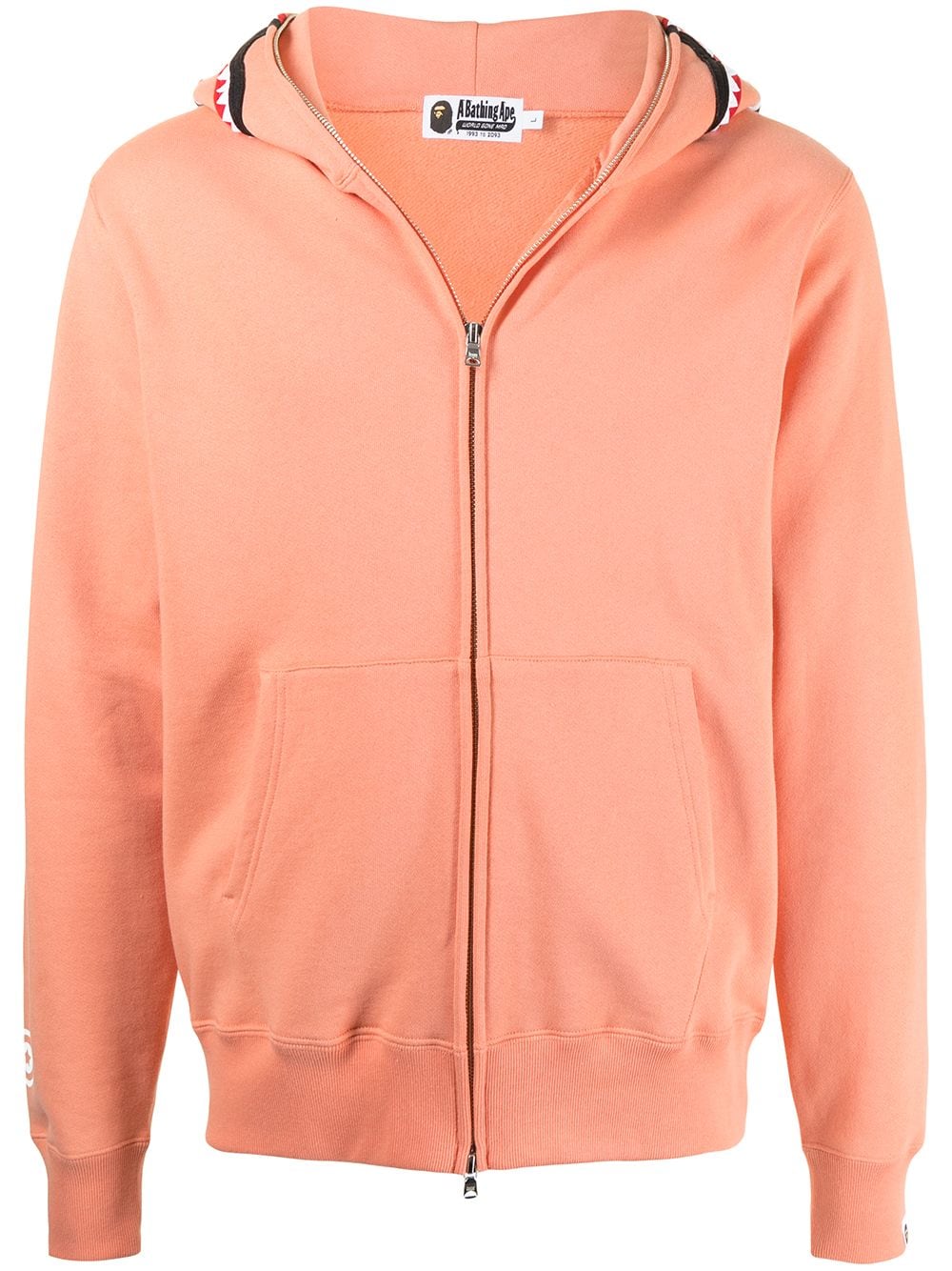 A Bathing Ape Logo-sleeve Cotton Hoodie In Pink