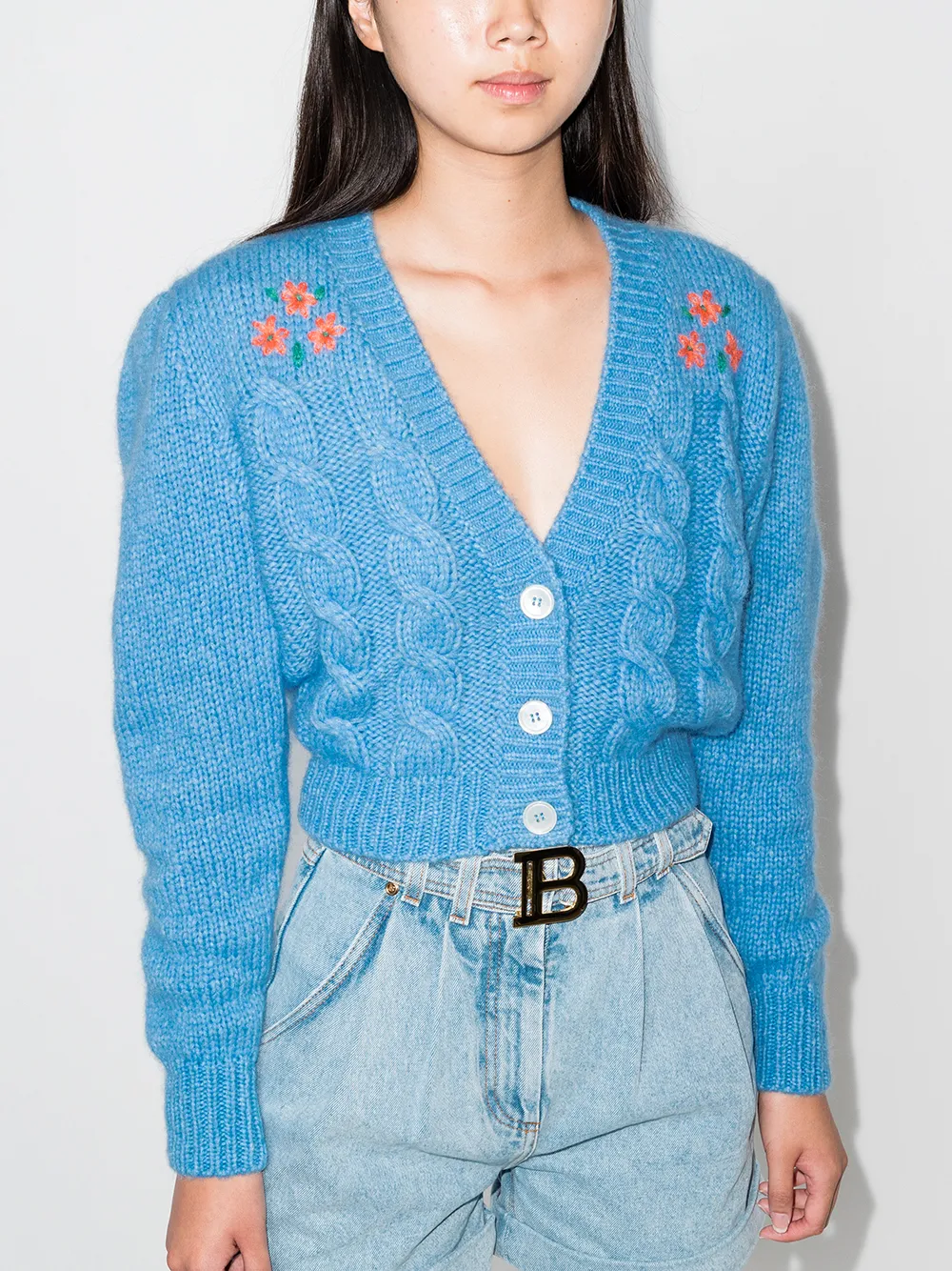 Image 2 of Alessandra Rich floral embroidery cropped cardigan