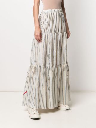 tiered striped slogan-print skirt展示图