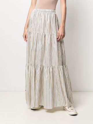 tiered striped slogan-print skirt展示图