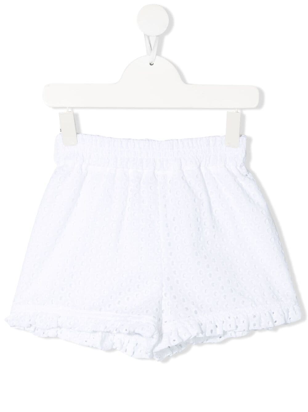 Monnalisa Kids' White Cotton Cotton Shorts In Bianco