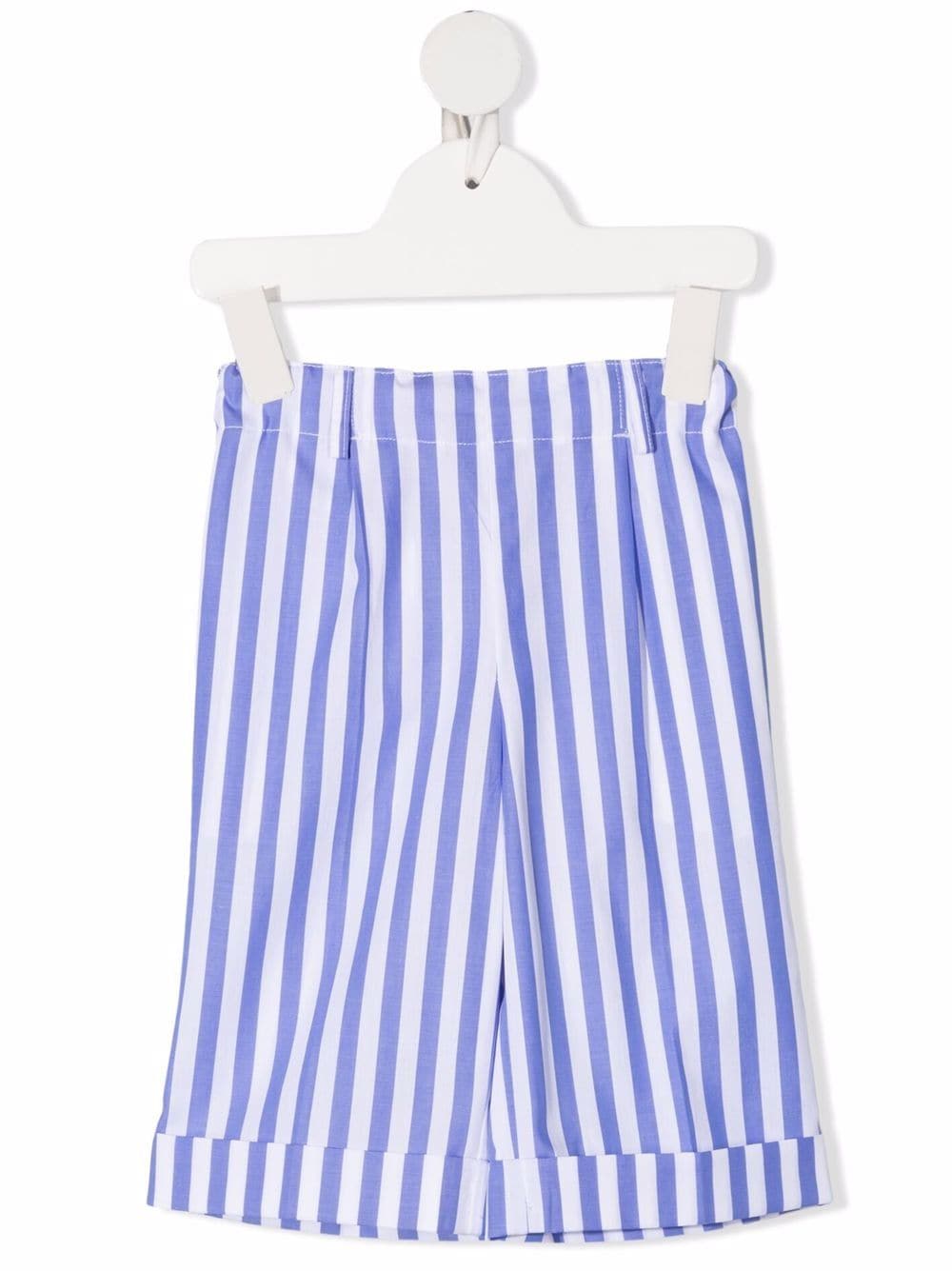 Siola Stripe-print Cotton Shorts In 蓝色