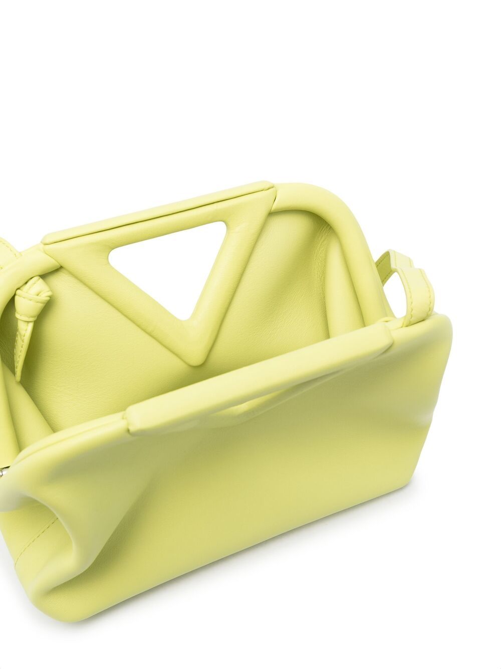 Bottega Veneta Point Medium Tote Seagrass Leather Neon Yellow