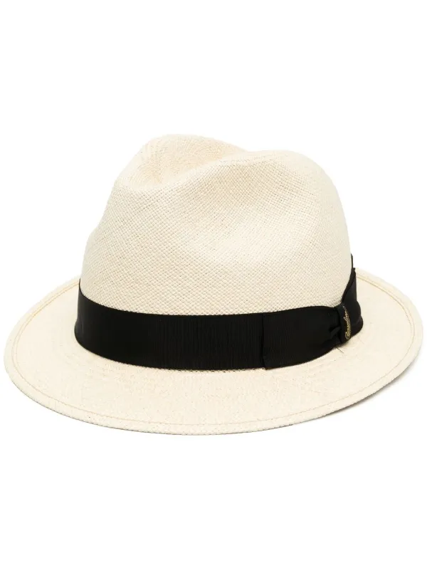 Shop Borsalino bow detail trilby hat 