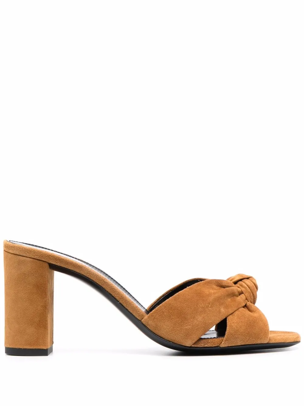 Saint Laurent Knot-detail Suede Mules In Nude