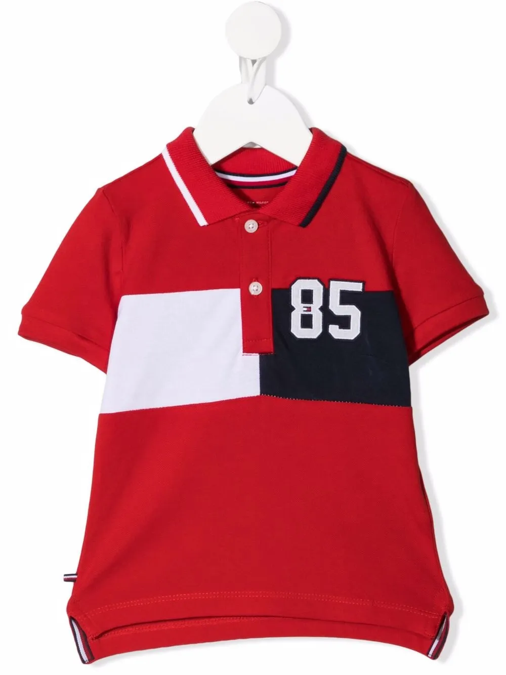 Tommy Hilfiger Junior Babies' Colour-block Short-sleeve Polo Shirt In Red