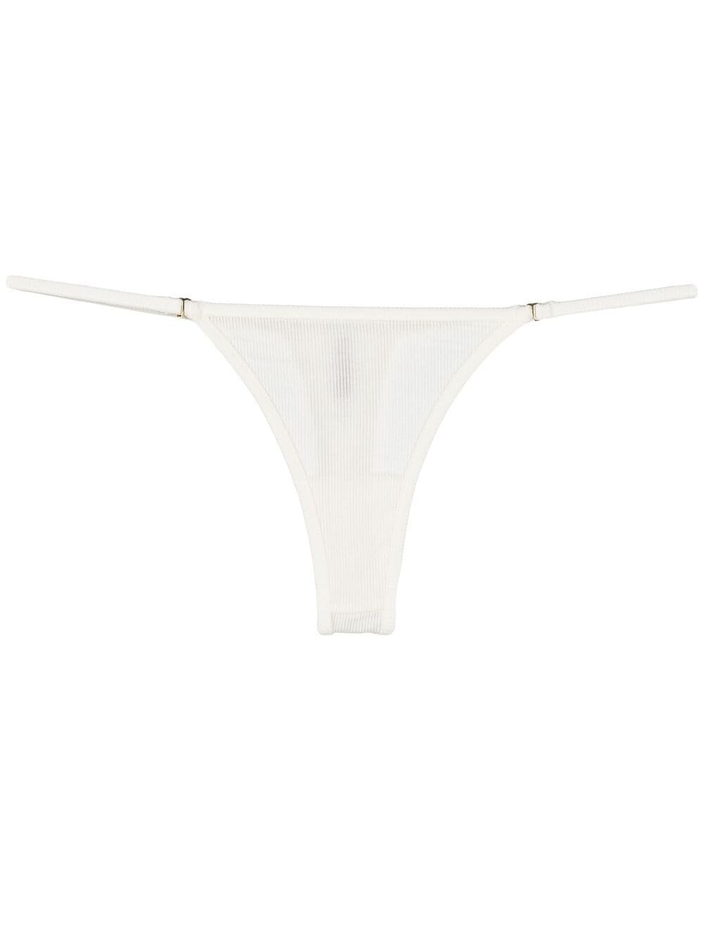 Maison Close Ribbed Modal Thong In Neutrals