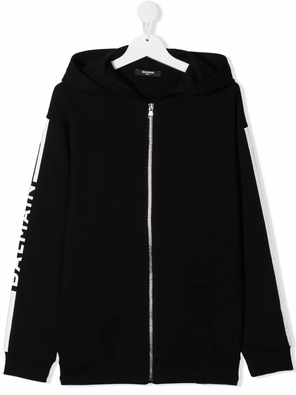 Balmain Teen Zip Front Hoodie In Schwarz