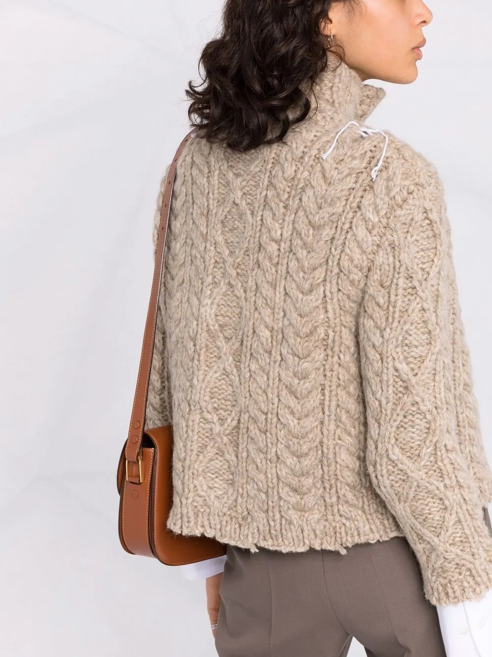 Shop Maison Margiela Chunky-knit Wool Cardigan In Nude