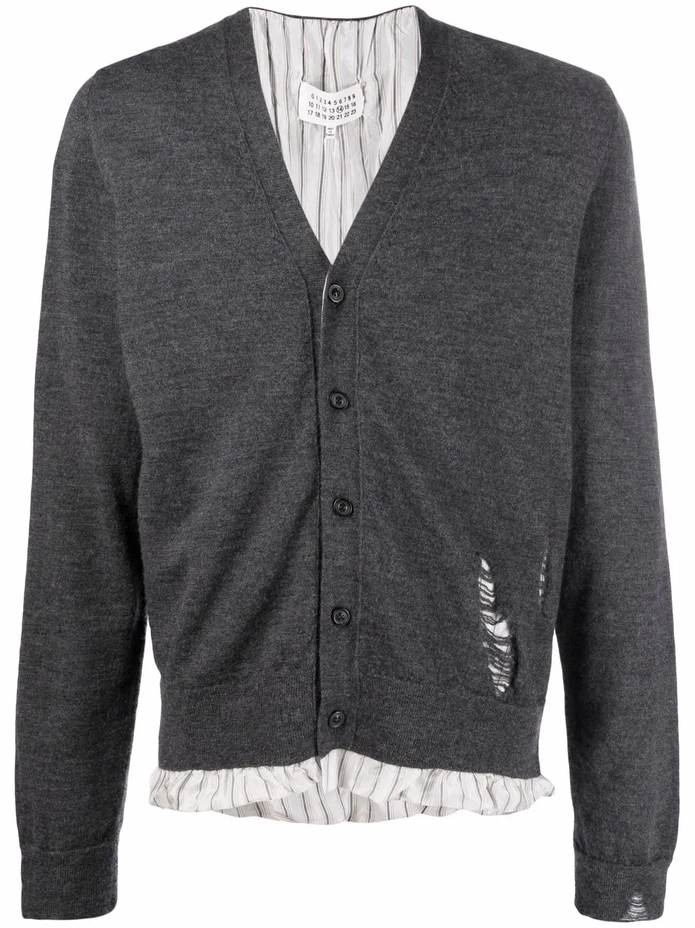 

Maison Margiela distressed-detail knit cardigan - Grey