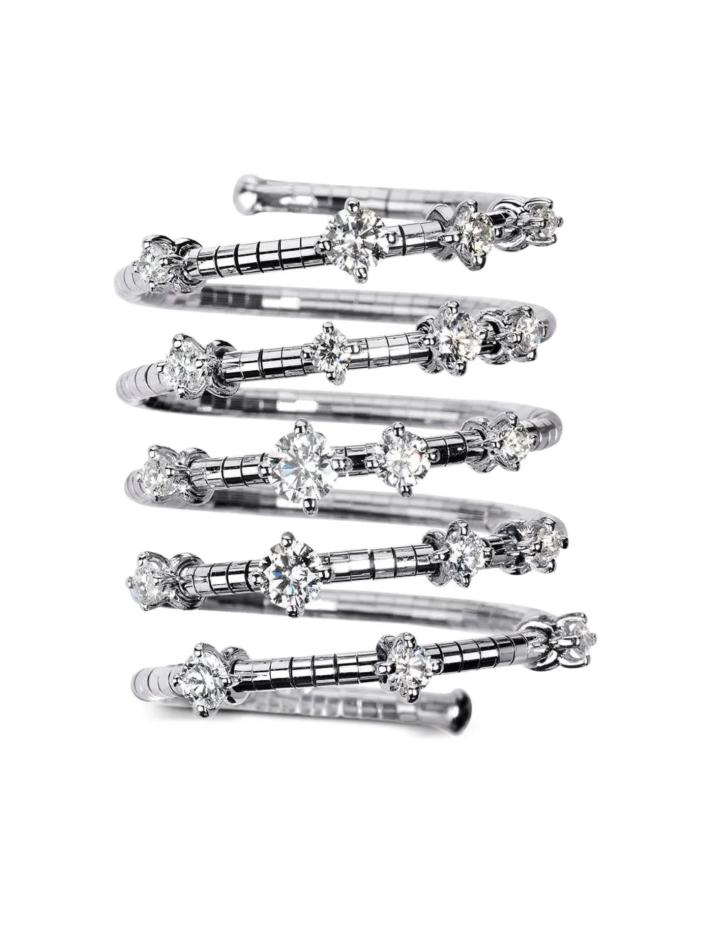 Mattia Cielo 18k white gold Row Spiral diamond ring | Silver | Image 1