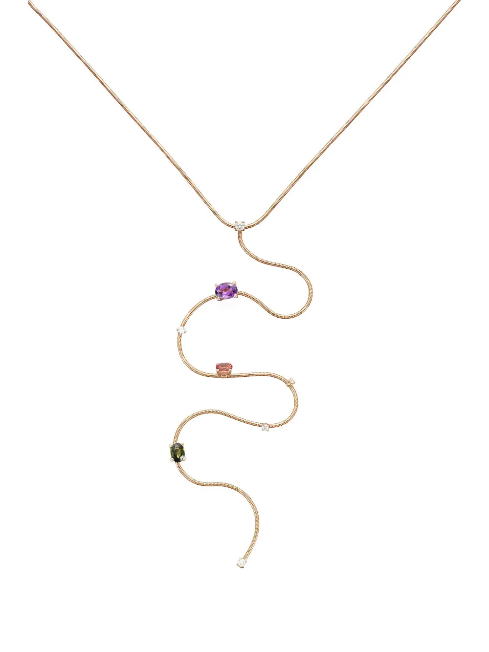 Mattia Cielo Amethyst Tourmaline And Diamond Y Necklace In Brown