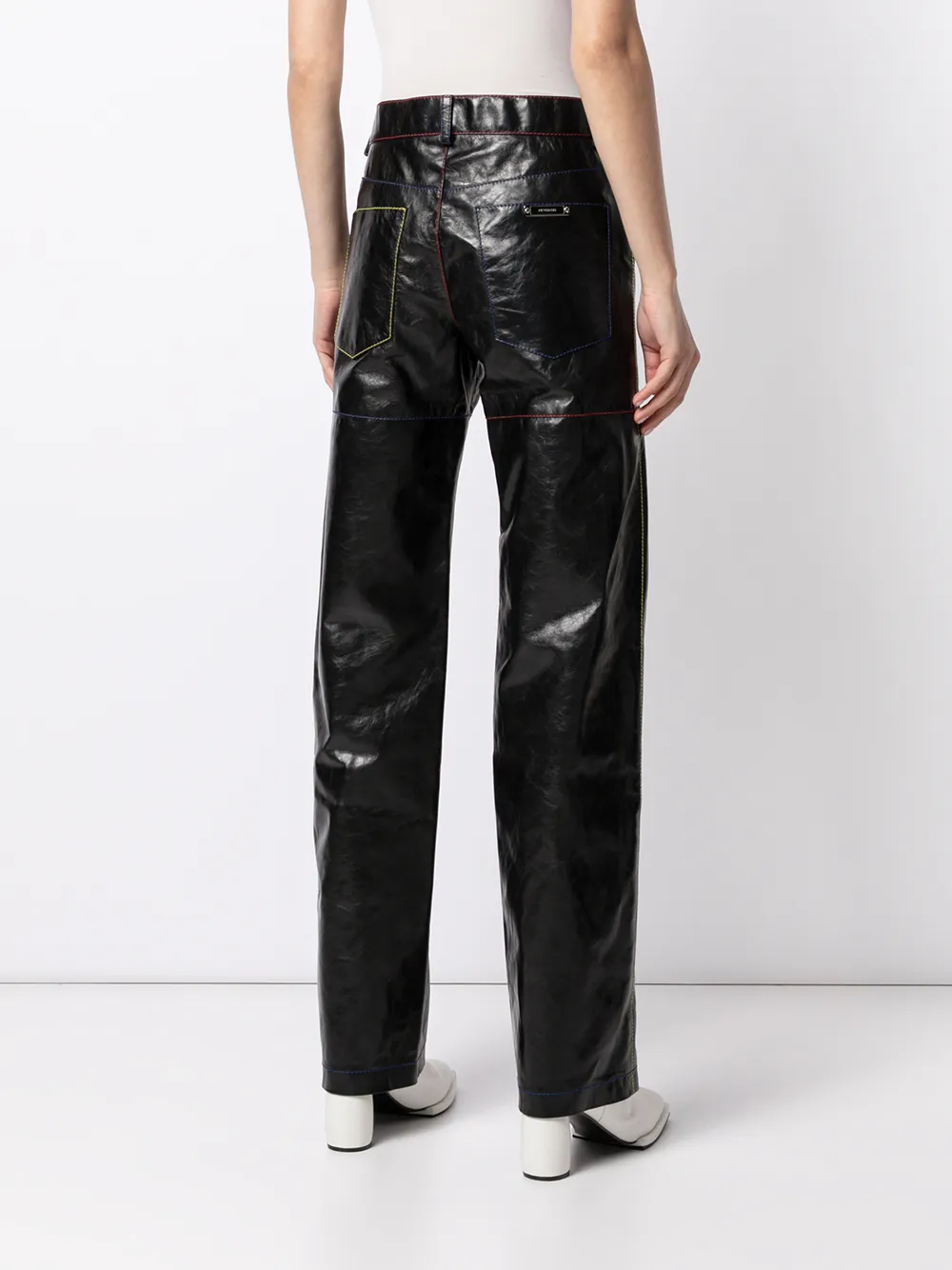 Shop Peter Do Contrast-stitching Leather Trousers In Black