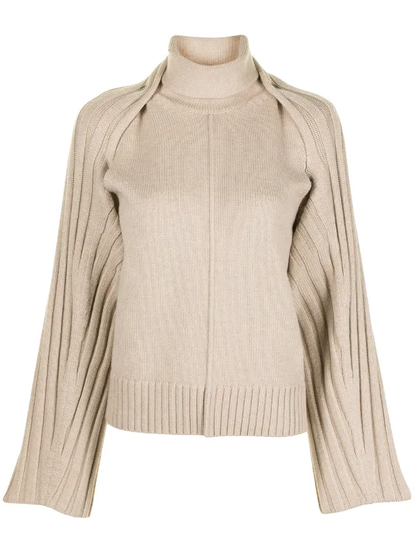 removable-sleeve roll-neck jumper 