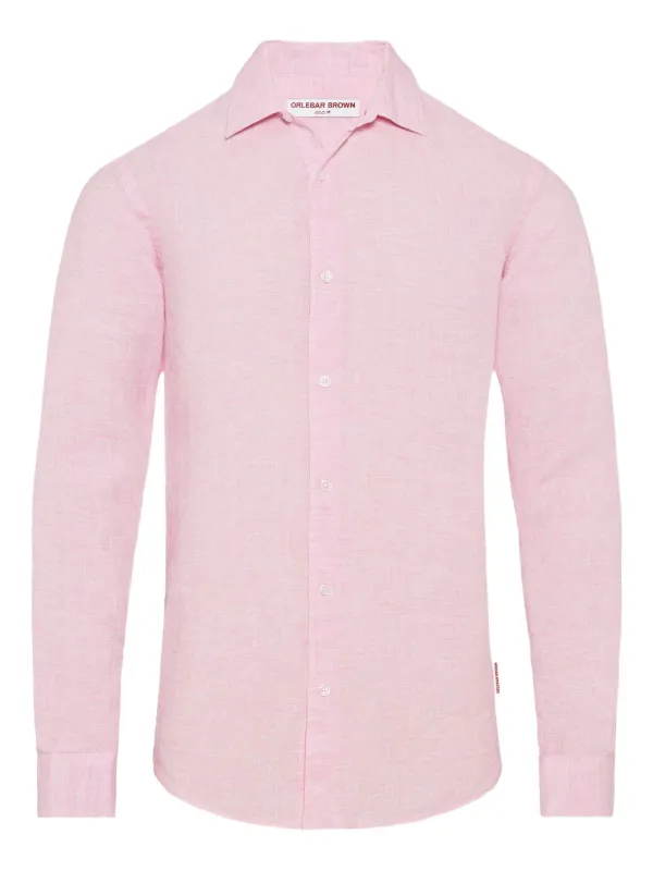 Orlebar Brown Giles Linen Shirt in Pink