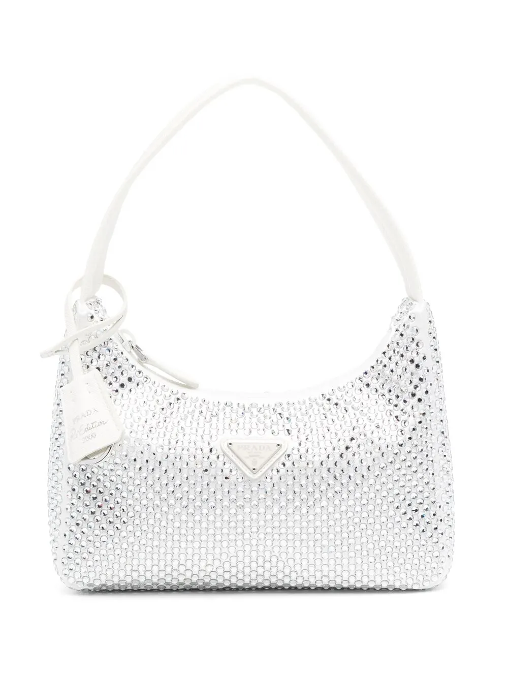 Prada Re-edition Embellished Shoulder Bag In Weiss