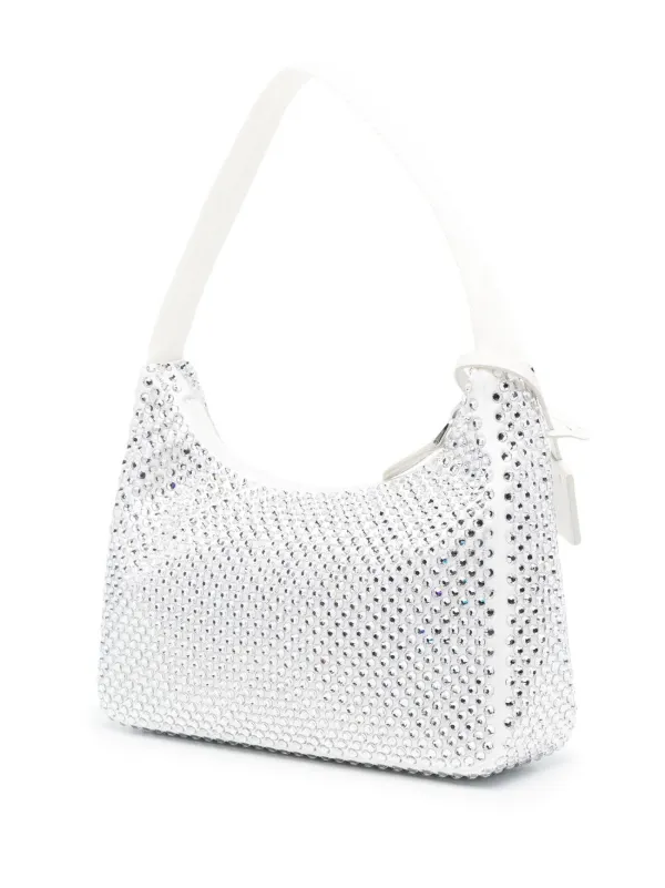 Prada Re-Edition Embellished Shoulder Bag | White | FARFETCH TR