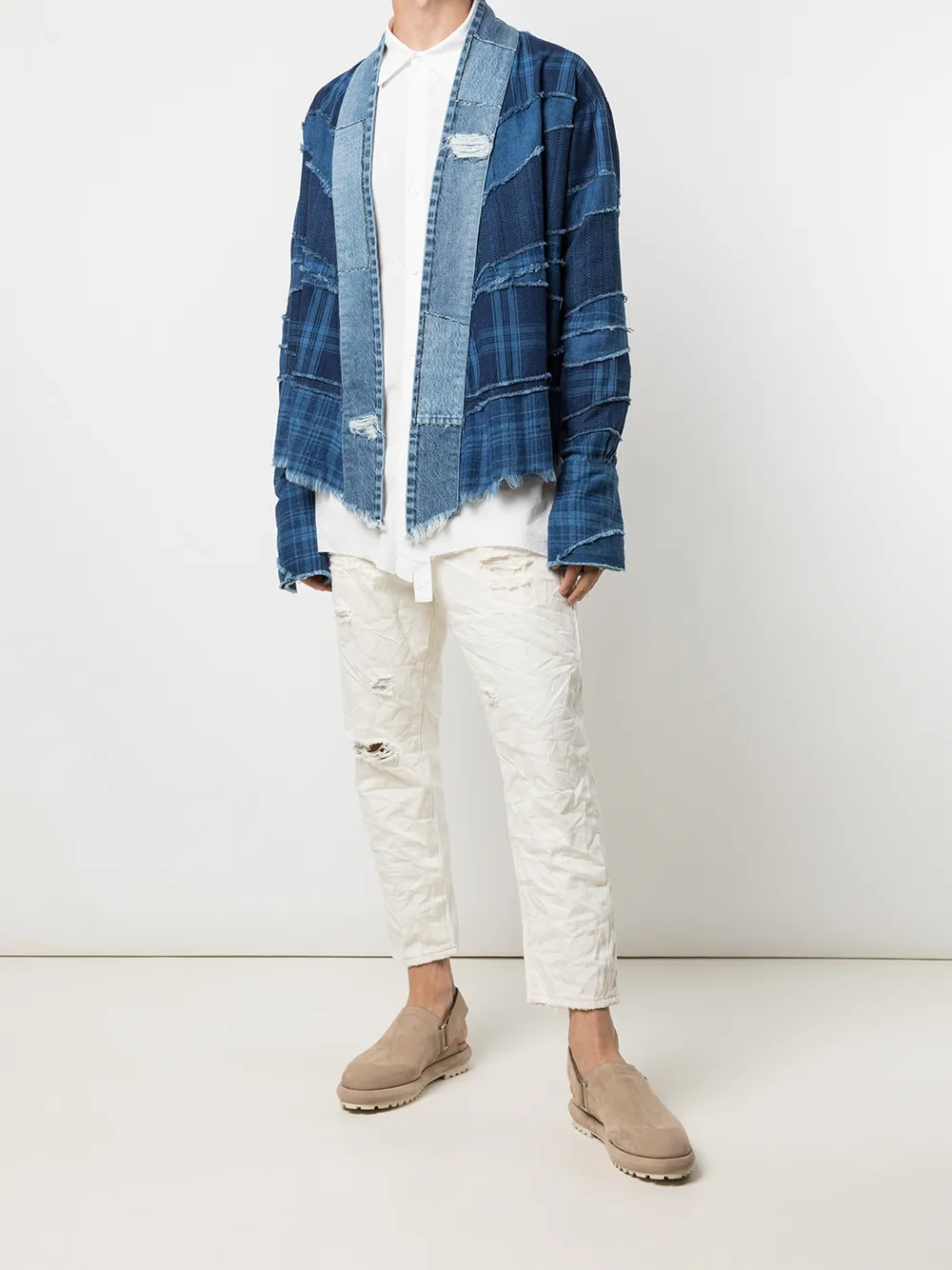 фото Greg lauren джинсовая куртка в технике пэчворк