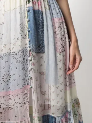 Silk Floral Patchwork Midi Dress展示图