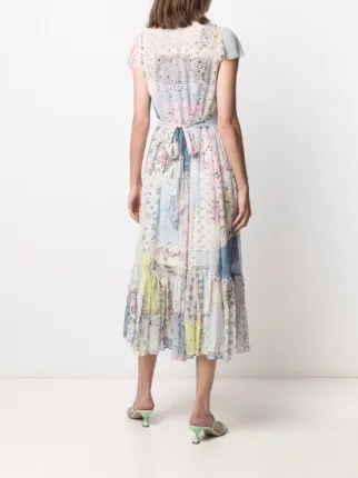 Silk Floral Patchwork Midi Dress展示图