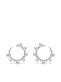 Yoko London 18kt white gold Sleek Akoya pearl diamond hoop earrings - Silver