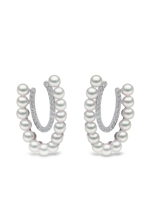 Yoko London aretes Sleek en oro blanco de 18kt con diamantes y perlas de Akoya