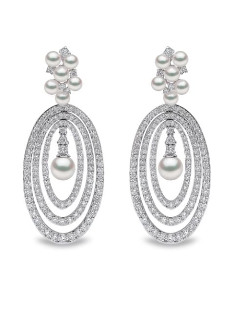 Yoko London Orecchini Raindrop in oro bianco 18kt con diamanti e perle Akoya