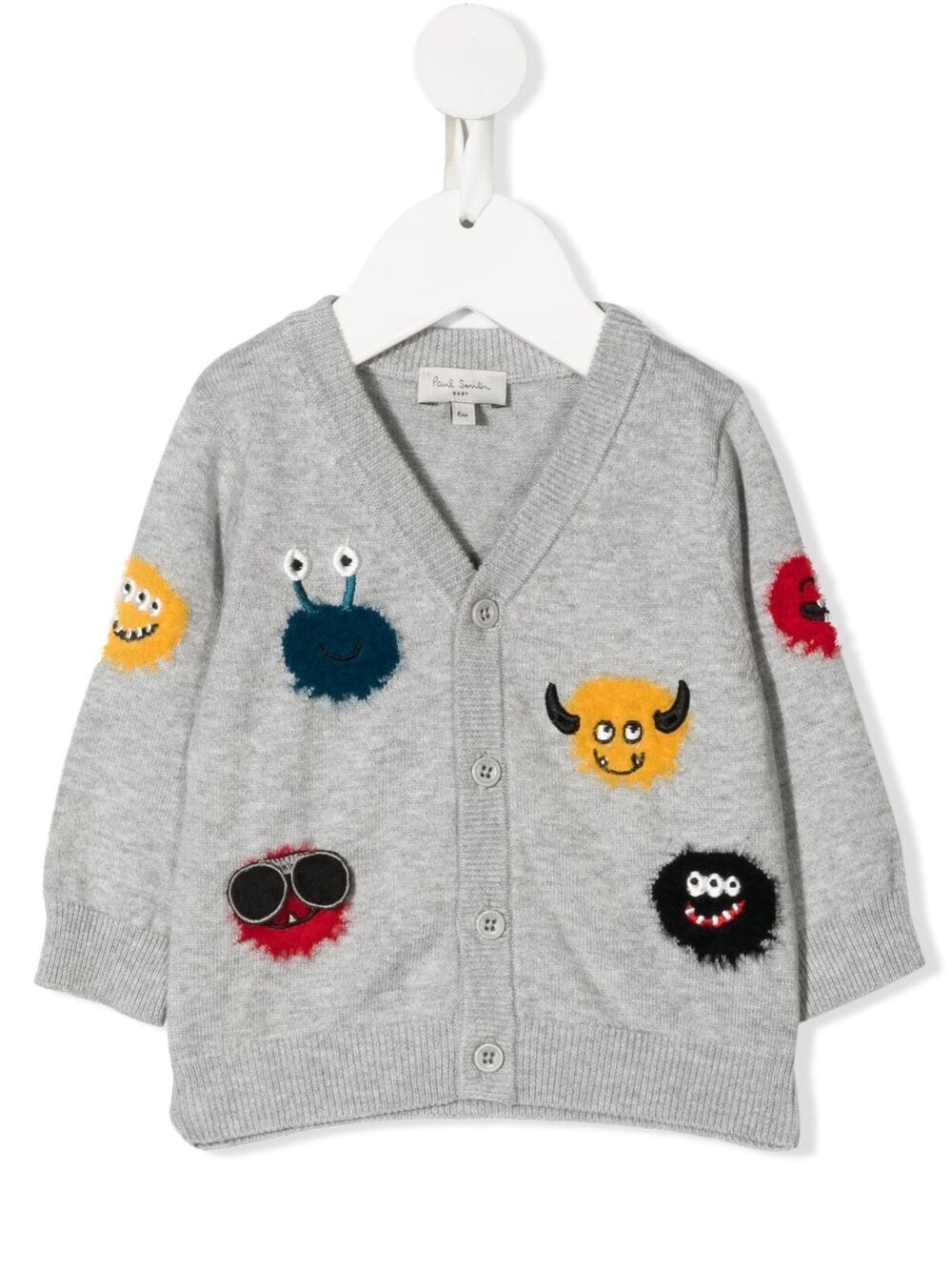 Paul Smith Junior Babies' Monster-motif Knitted Cardigan In 灰色