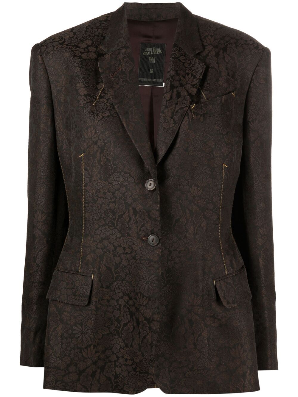 Pre-owned Jean Paul Gaultier 1990s Floral Jacquard Blazer In Brown
