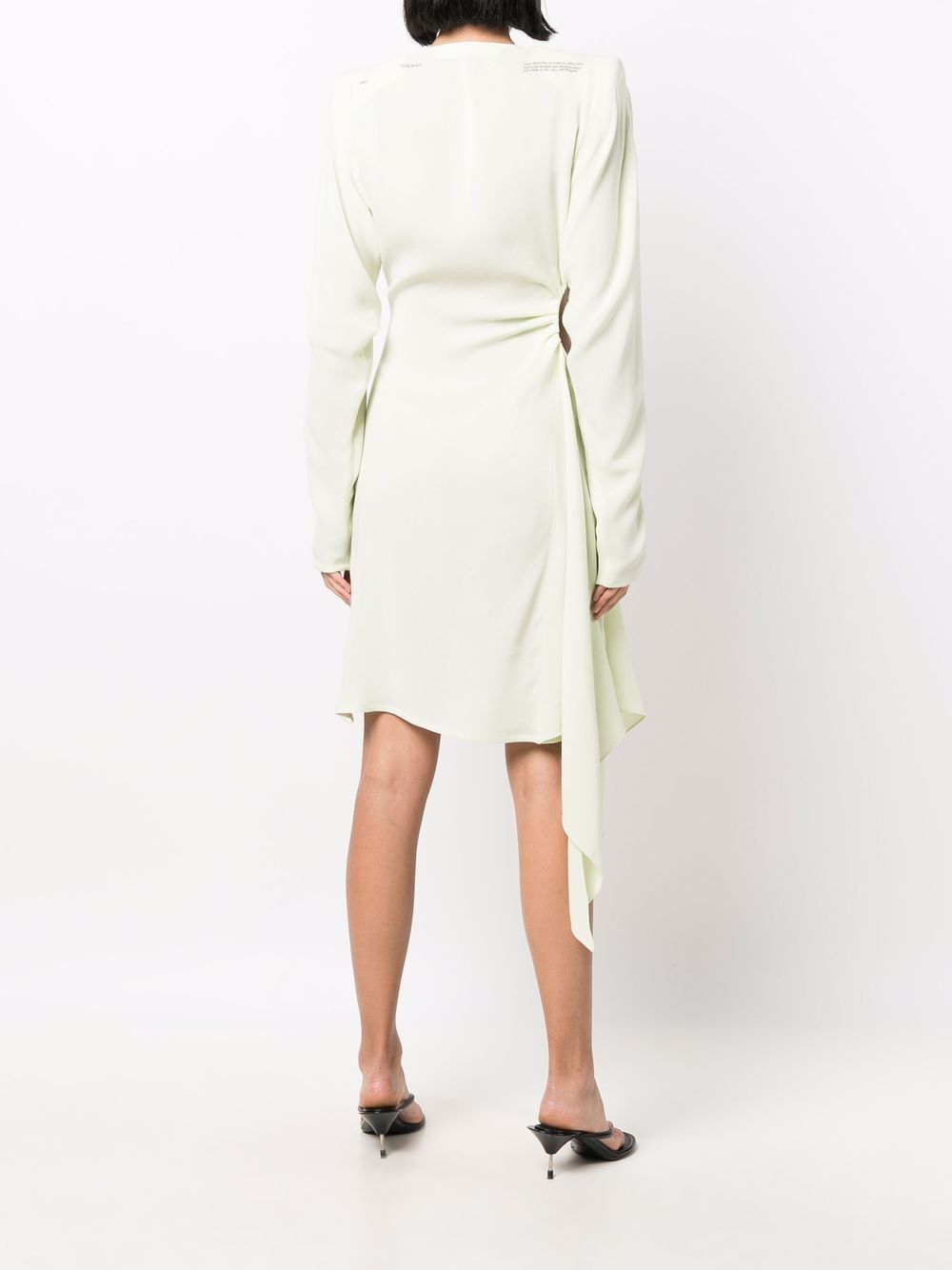 Shop Off-white Cut-out Long-sleeve Dress In Green