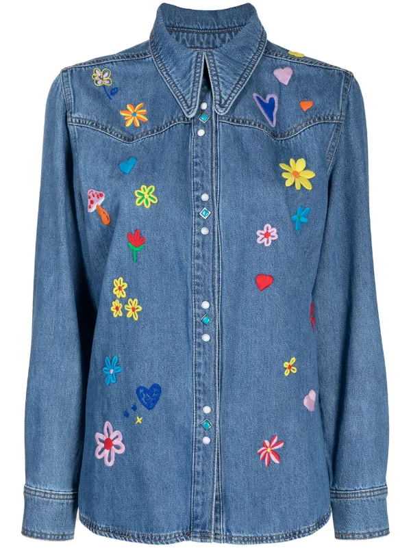 Mira Mikati Embroidered Denim Shirt 