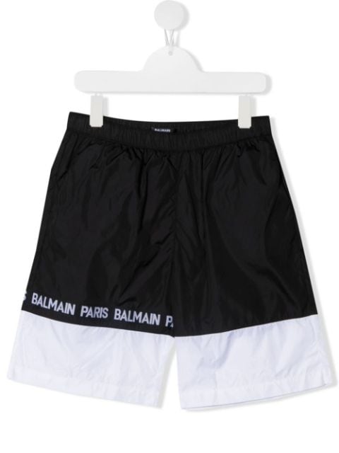 logo tape colour block swim shorts