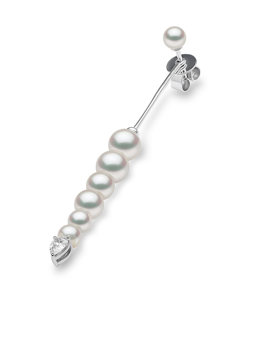 Shop Yoko London 18kt White Gold Sleek Freshwater Pearl Diamond Drop Earrings In Silber