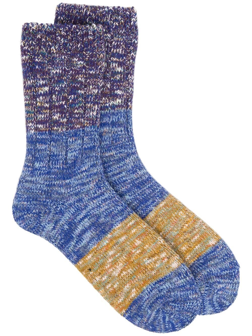 Kapital Colour-block Knit Socks In Blue