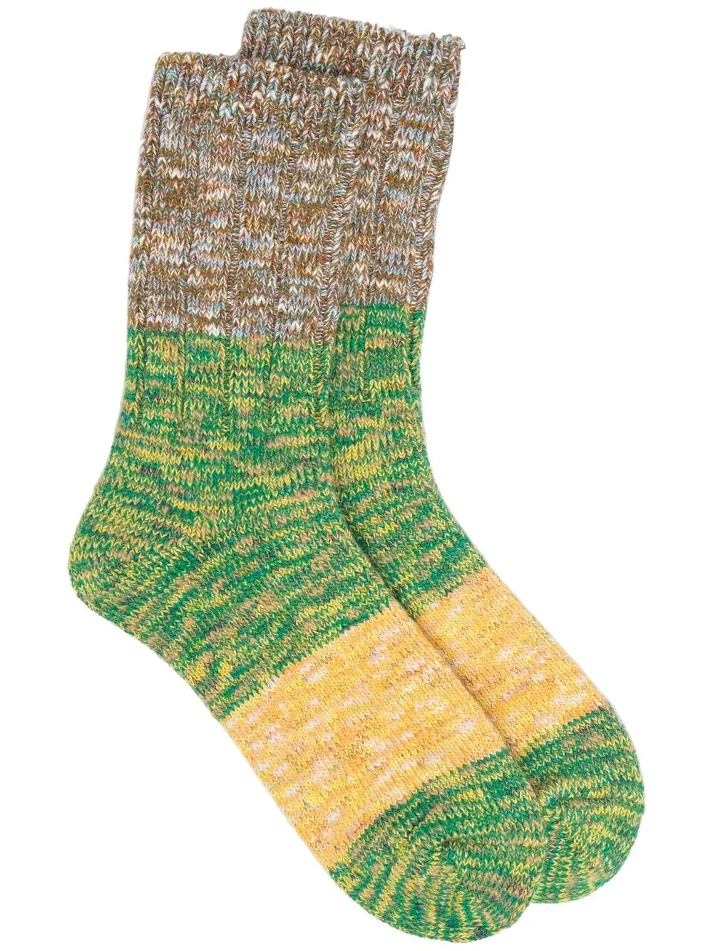 Kapital Colour-block Print Socks In Green