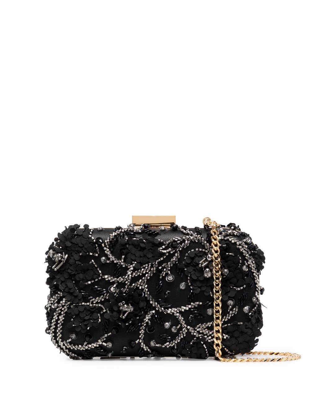 Elisabetta Franchi Sequin-embellished Cutch Bag In Black