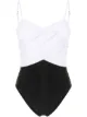 Image 1 of Self-Portrait two-tone draped swimsuit