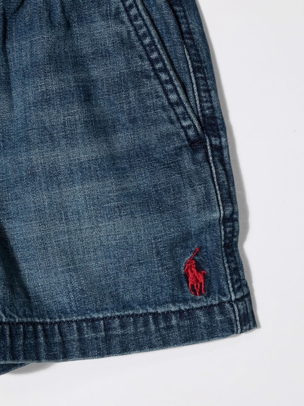 Shop Ralph Lauren Drawstring Denim Shorts In Blue