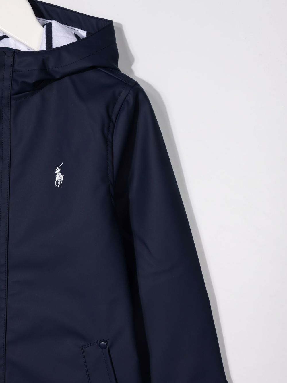 Shop Ralph Lauren Logo Patch Raincoat In Blue