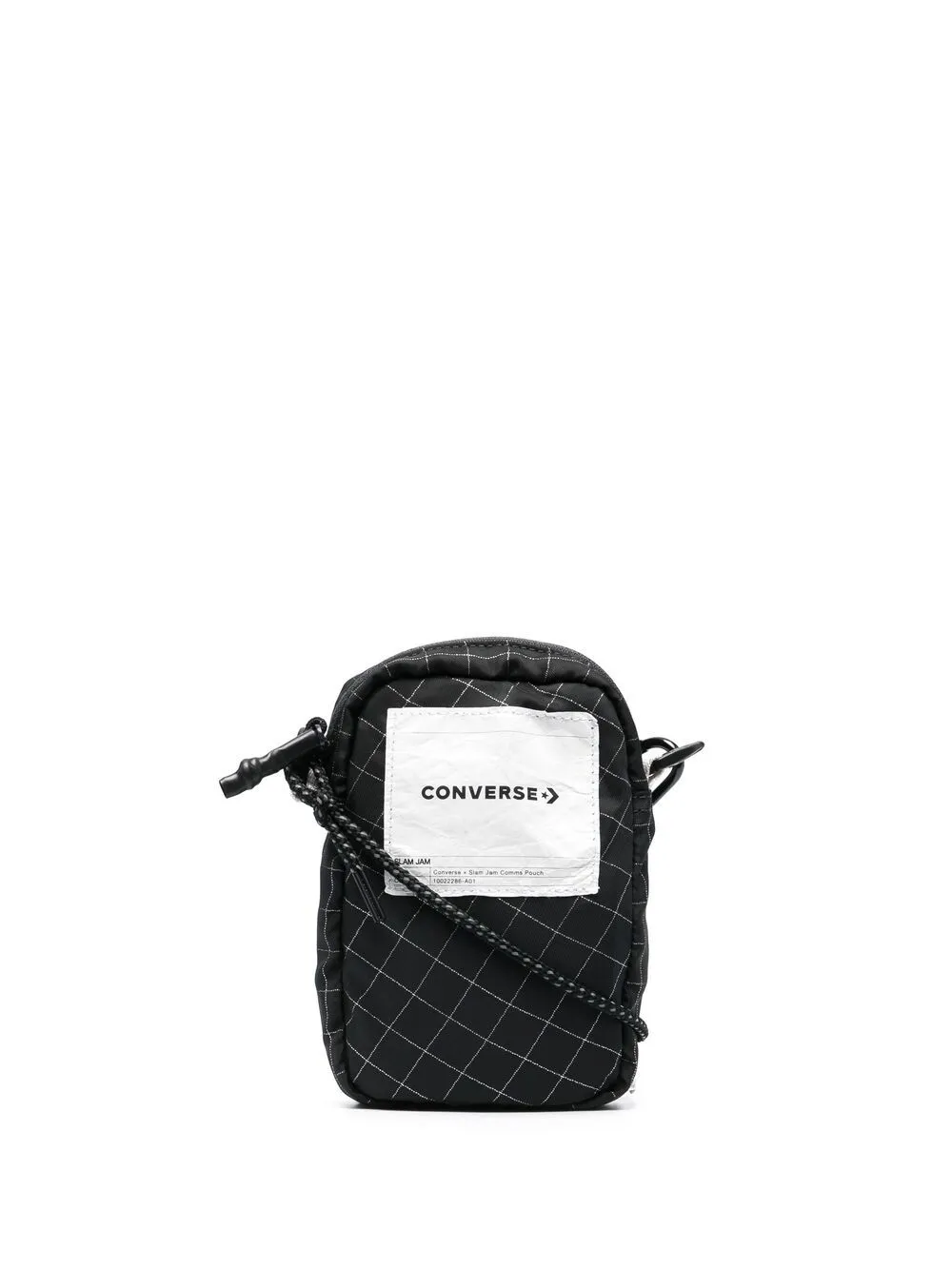 grid-print branded shoulder bag 