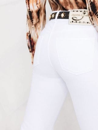 crystal-embellished cropped flared jeans展示图