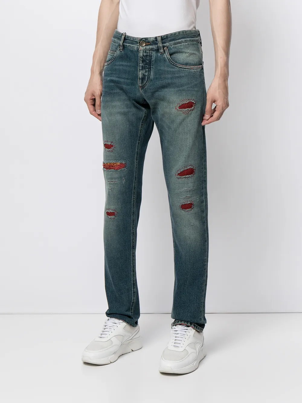 фото Dolce & gabbana джинсы кроя слим с нашивками